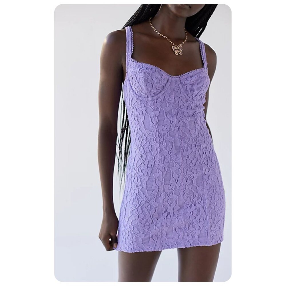 Urban Outfitters Adelaide Purple Underwire Bustier Lace Sleeveless Mini Dress
